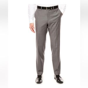J. Ferrar Mens Slim 36W 30 IN Sharkskin Gray flat front dress pants Slacks NWT